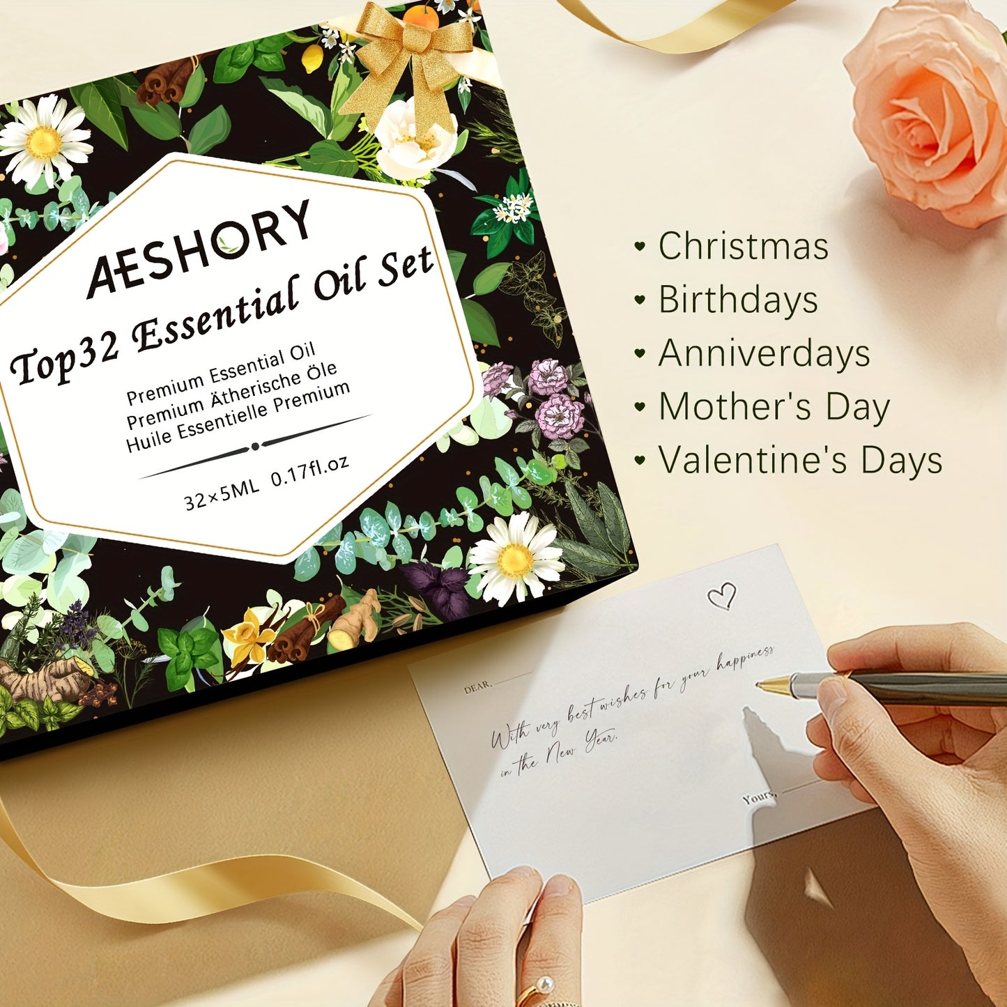 Essential Oils Gift Set - 32 Versatile 5ml Bottles for Diffusers and Candle Making - Perfect for Christmas, Birthdays, and Anniversaries!