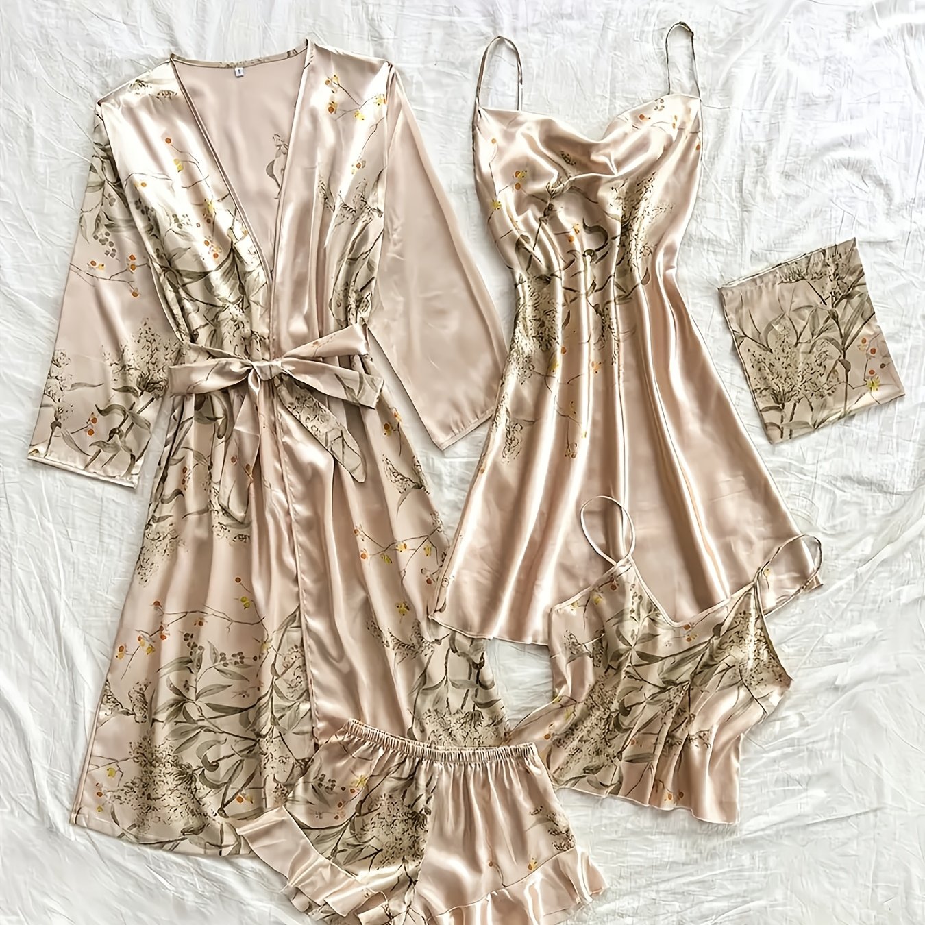 Chic Floral Print Pajama Set for Women - Comfortable Sleepwear with V-Neck & Pleated Shorts