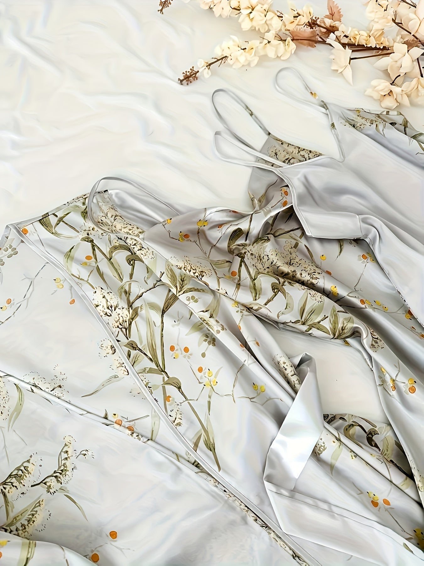 Chic Floral Print Pajama Set for Women - Comfortable Sleepwear with V-Neck & Pleated Shorts