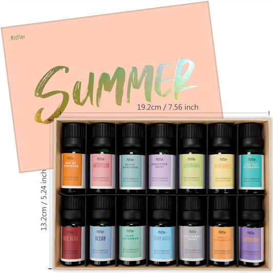 Summer Bliss: 14-Pack Aromatherapy Fragrance Oil Set for Candle Making & Diffusers