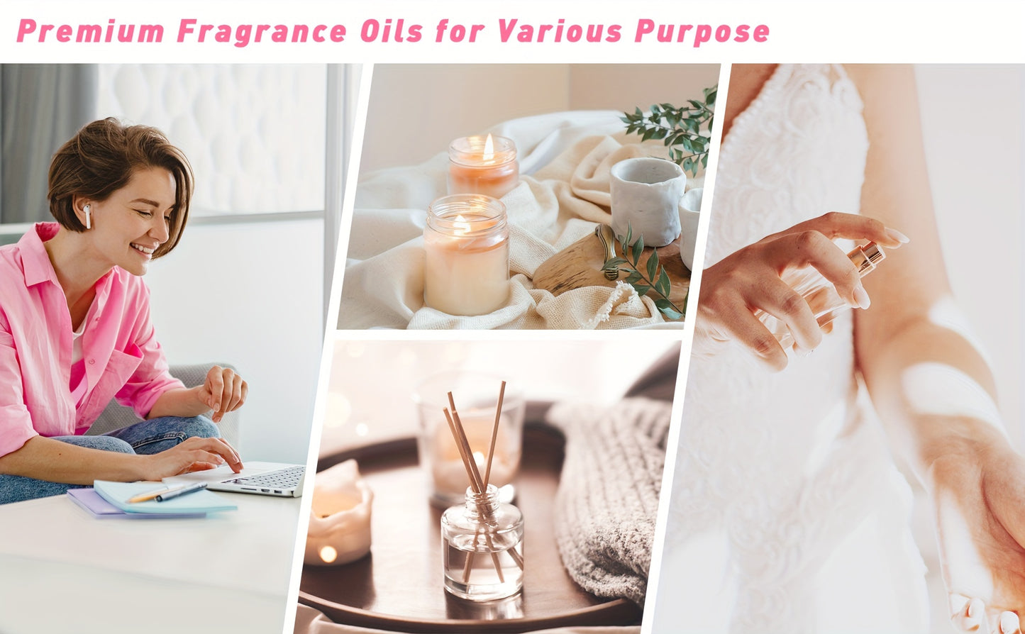 Signature Scent Collection: 6-Piece Essential Oil Gift Set for Diffusers & Candle Making - Perfect for Romantic Aromatherapy