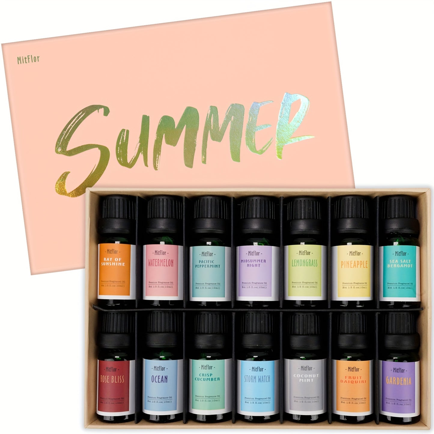 Summer Bliss: 14-Pack Aromatherapy Fragrance Oil Set for Candle Making & Diffusers