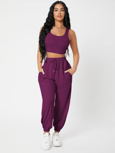Load image into Gallery viewer, PETITE Solid Crop Tank Top And Joggers Set
