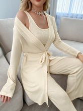 Load image into Gallery viewer, 3pcs Solid Ribbed Knit Belted Lounge Set
