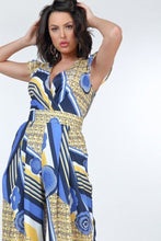 Load image into Gallery viewer, Yellow Multi-Colored Ruffle Sleeve Surplice Jumpsuit
