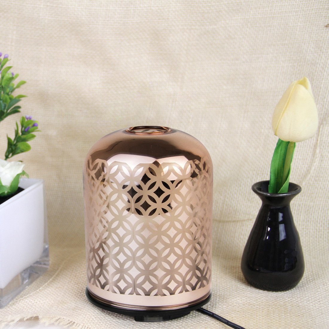 Luxury glass essential oil diffuser with rose gold color