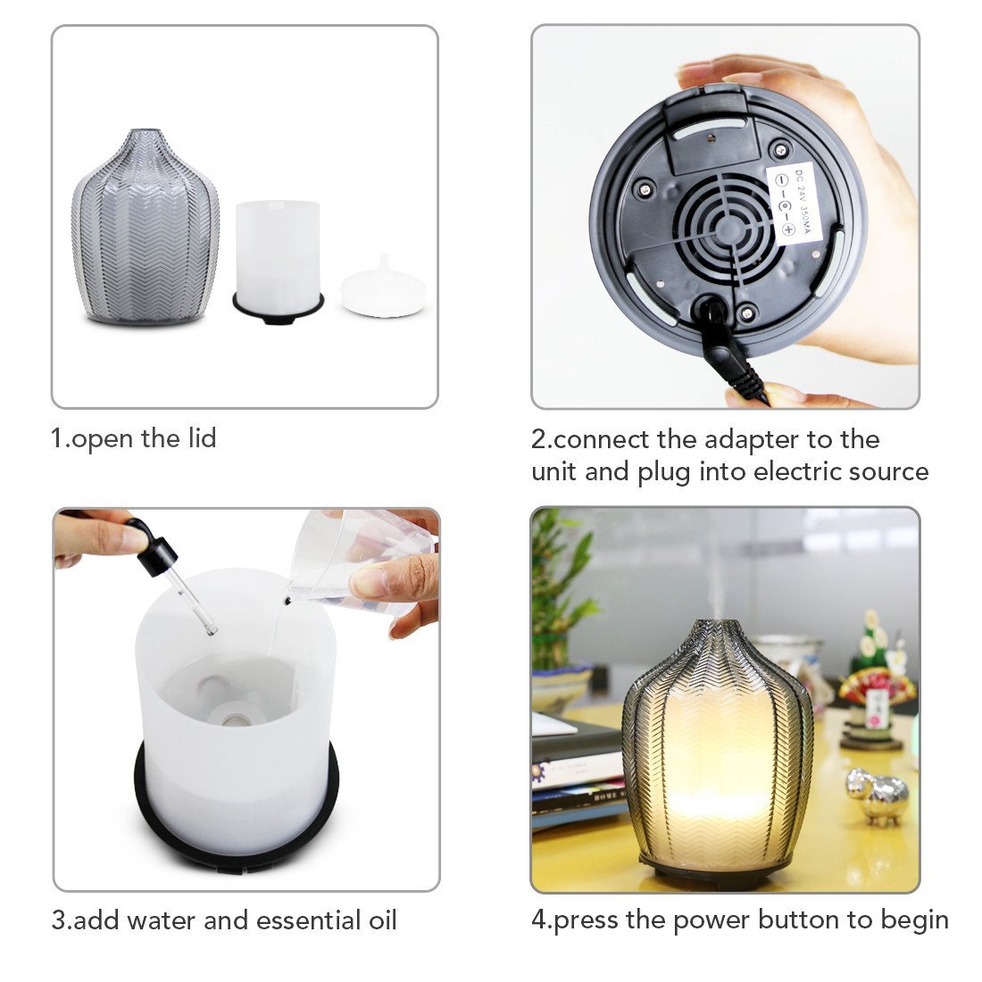 Grey Color Glass Aroma Diffusers